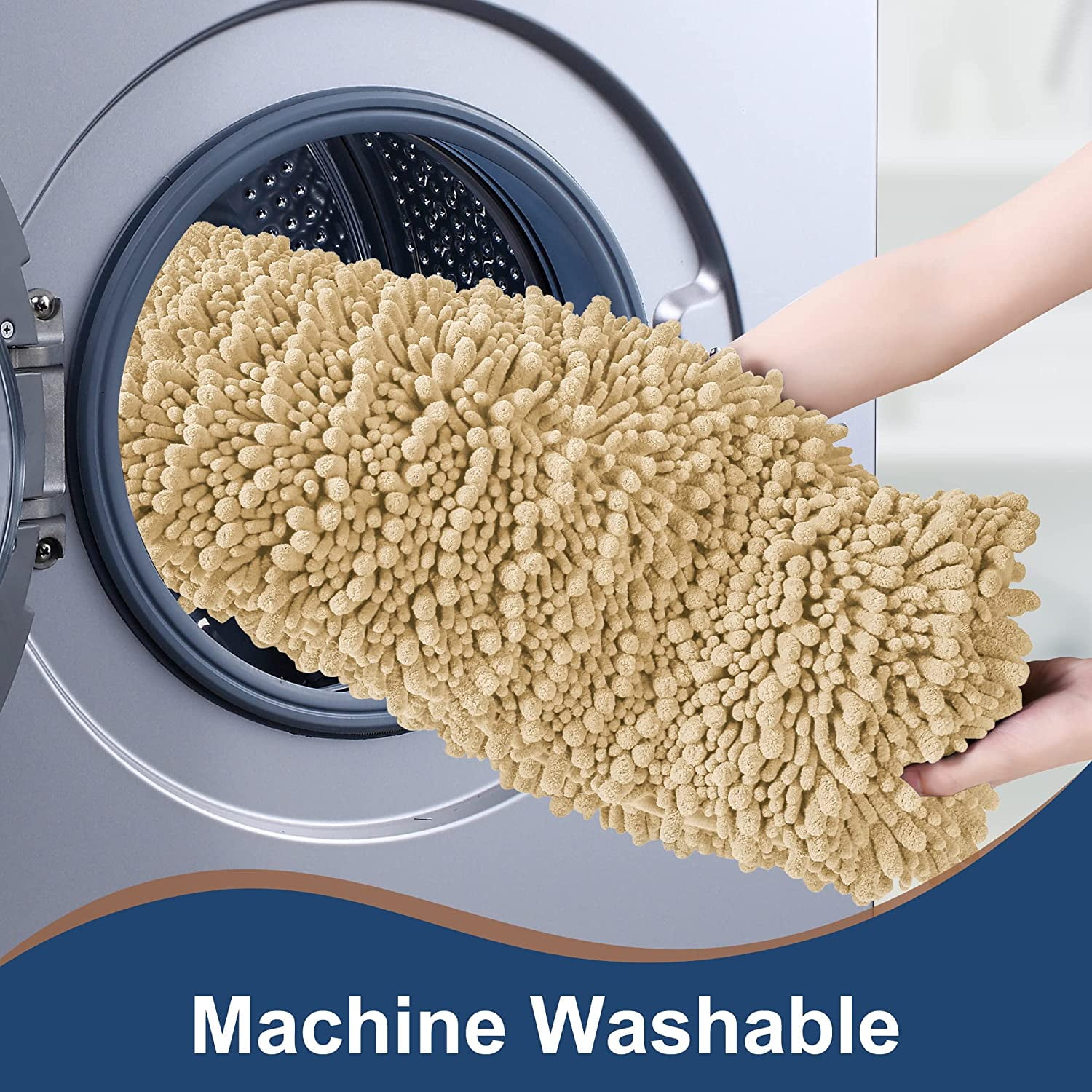 Soft Plush Microfiber Bathroom Rugs, Absorbent Bath Rugs Non Skid Machine Wash Dry Bath Mats for Tub,Shower and Bath Room Floor Mats (20x32inches, Beige)