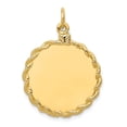 thumbnail image 1 of 14k Yellow Gold Solid Polished Engravable Plain .013 Gauge Circular Engraveable Disc Rope Charm Pendant Necklace Measure, 1 of 3