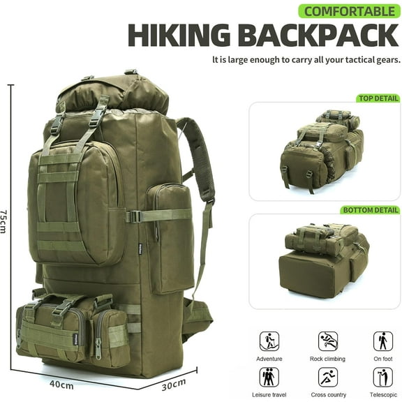 'sGuard 100L Camping Hiking Backpack Molle Rucksack Military Camping Backpacking Daypack
