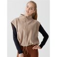 thumbnail image 4 of Chaleco Corto de Forro con Cremallera para Mujer, Abrigo Corto Cálido de Invierno Sin Mangas con Cuello Alto. Leche de Avena S, 4 of 6