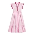thumbnail image 5 of WRKEKC Robes Midi pour Femmes à Rayures à Double Volant Manches Courtes Col en V Midi Entretien Facile Extensible Confort Chic Doux, 5 of 5