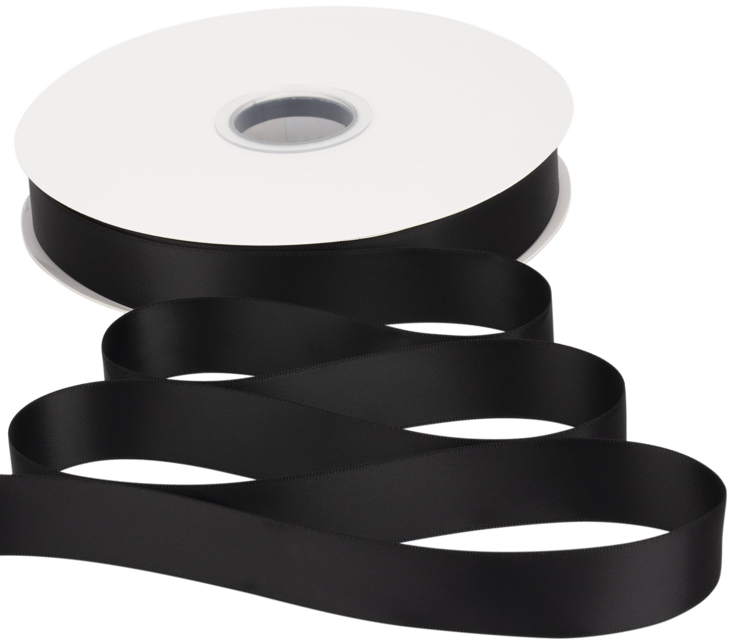 Ribbonitlux Black Satin Ribbon 1 inch Double Sided Quality Satin for Weddings, Invitations, Sashes, Crafts, Apparel, Headbands - 100 Yds/roll