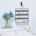 thumbnail image 2 of 1 Pcs Hanging Jewelry Displays Metal Wall Earring Organizer Jewelry Holder Stand with Hanger Hooks for Necklace Earring Ring Display (Black) Black, 2 of 5