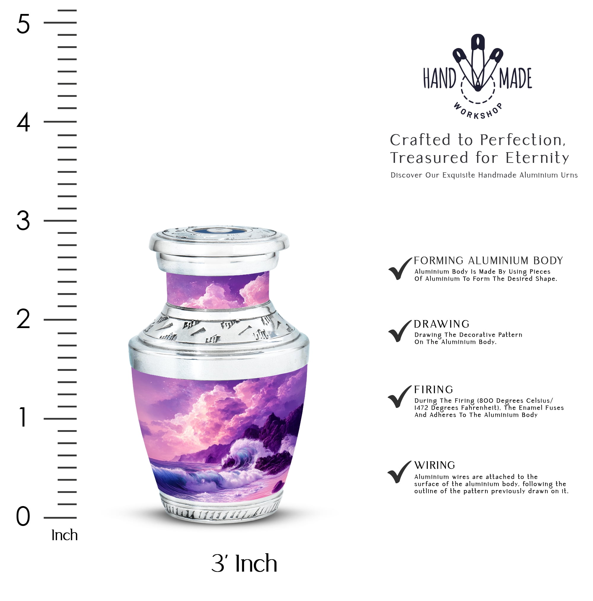MUKTIVE Mountain Decorative Urn for Human Ashes for Male & Female - Funeral Purple Keepsake Urns for Adult Women - Cremation Mini Urn for Mom - 3 Inch