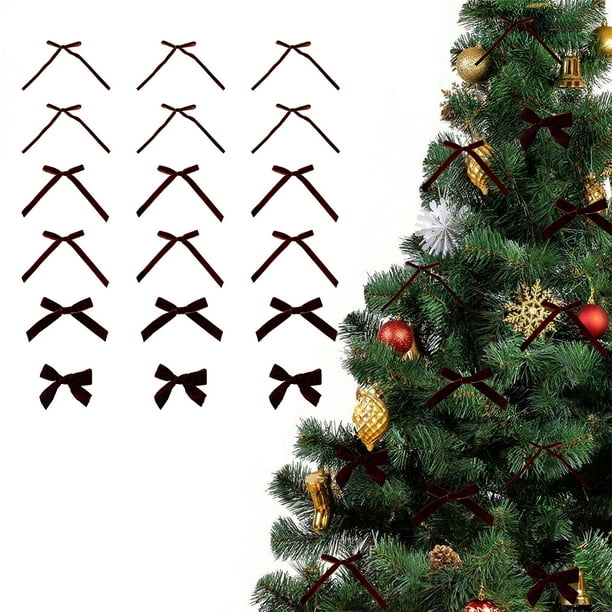 Christmas Velvet Ribbon Mini Bow, Handmade DIY Christmas Tree Ornaments, Holiday Hanging Decorations