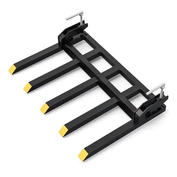 Clamp on Debris Forks to 48in Bucket, 2500 lbs Heavy Duty Clamp-on Pallet Forks Tractor Attachments for Tractor Bucket Loader Skid Steer
