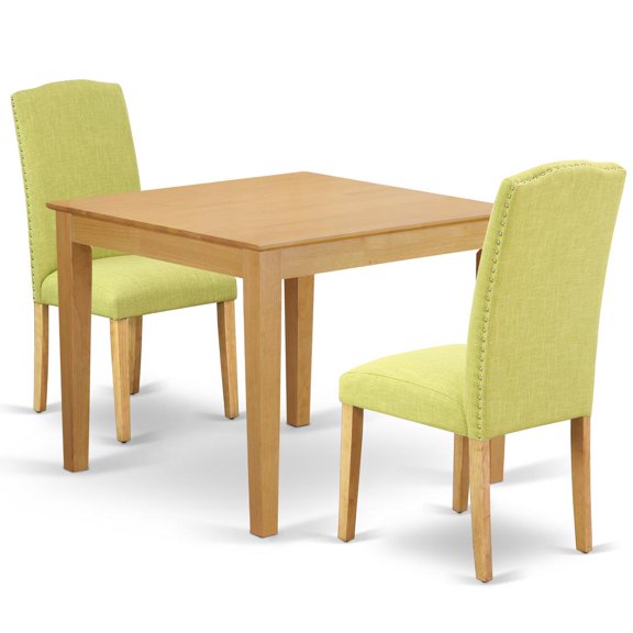 East West Furniture Oxford 3-piece Wood Dining Set in Oak/Limelight