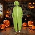 thumbnail image 2 of FAWUUDO Onesie Adult Unisex Christmas Zipper Pajamas Animals One Piece Homewear for Women Men Green, 2 of 9