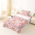 thumbnail image 3 of Manfei Cute Pet Twin Sheets, Cartoon Cup Kitten Bedding, Pink, 3pcs, 1 Flat Sheet, 1 Fitted Sheet and 1 Pillowcase, 3 of 6