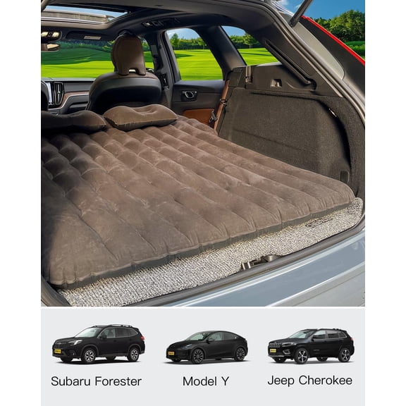 SUV Air Mattress with Electric Pump, Inflatable Car Bed for Camping Road Trip, Black