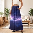 thumbnail image 2 of XIAOCHA Elastic Waist Graphic Print Maxi Skirt for Women Flowy Casual Galaxy Inspired Long Skirt, 2 of 4