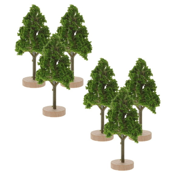 FRCOLOR 6pcs Miniature Street Trees Realistic Plastic Model Plants for Architecture Sand Table Mini Fake Tree with Base for Dollhouse Fairy Garden Craft Projects