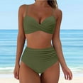 thumbnail image 2 of Huesdet Womens High Waisted Bikini Sets Drawstring Tummy Control Swimsuits Crisscross Tie Back Bathing Suit(AG,XXL), 2 of 7