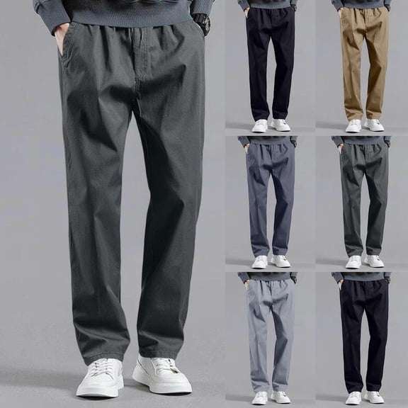 Men's Straight Leg Elastic Waist Joggers, Drawstring Casuals Trousers, Lightweight Quick Dry Breathable Stretchy Everyday Wear Streetwear Lounge Pants | JASKFLY,Army Green L