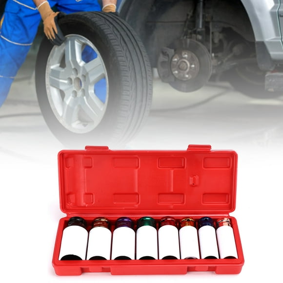 Impact Socket Lug Nut Impact Socket Set Thin Wall Deep Impact Socket Protective Sockets Wheel Deep Impact Nut Socket 8Pcs Wheel Nut Sockets Impact Metric 1/2in Deep Sleeved Coded