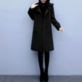 thumbnail image 3 of Aboser Womens Elegant Peacoats with Hood Trendy Double Breasted Long Jackets Dressy Casual Lapel Collar Woolen Coats Business Work Outerwear Ladies Jacket Coat Black M, 3 of 4