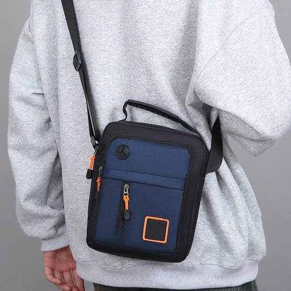 Outdoor Leisure Crossbody Bag Large Capacity Sling Backpack Multifunctional Travel Purse Shoulder Handbag with Water Bottle Pocket Thickened Fabric Dark Blue