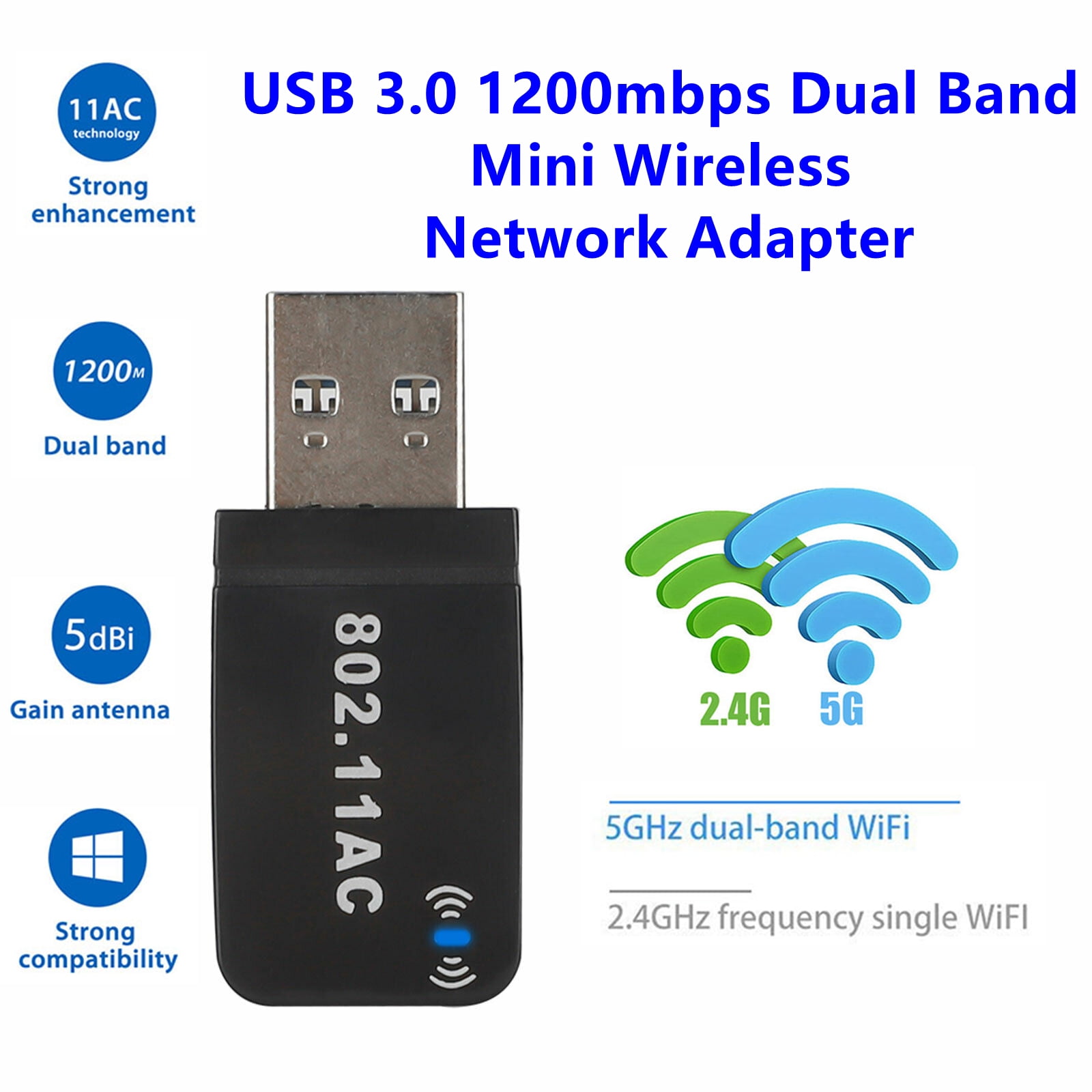 Wireless WLAN 11ac BT4.1 Combo Dongle 2T2R Dual Band Bluetooth USB wifi 1200mbps 