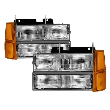 Oem Corner - Xtune Chevy Suburban 94-98 Headlights w/ Corner & Parking Lights 8pcs - OEM HD-JH-CCK94-OE-C-SET