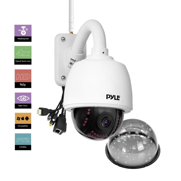 PYLE PIPCAMHD46 HD HiRes Outdoor IP Camera 4x Optical Zoom WiFi