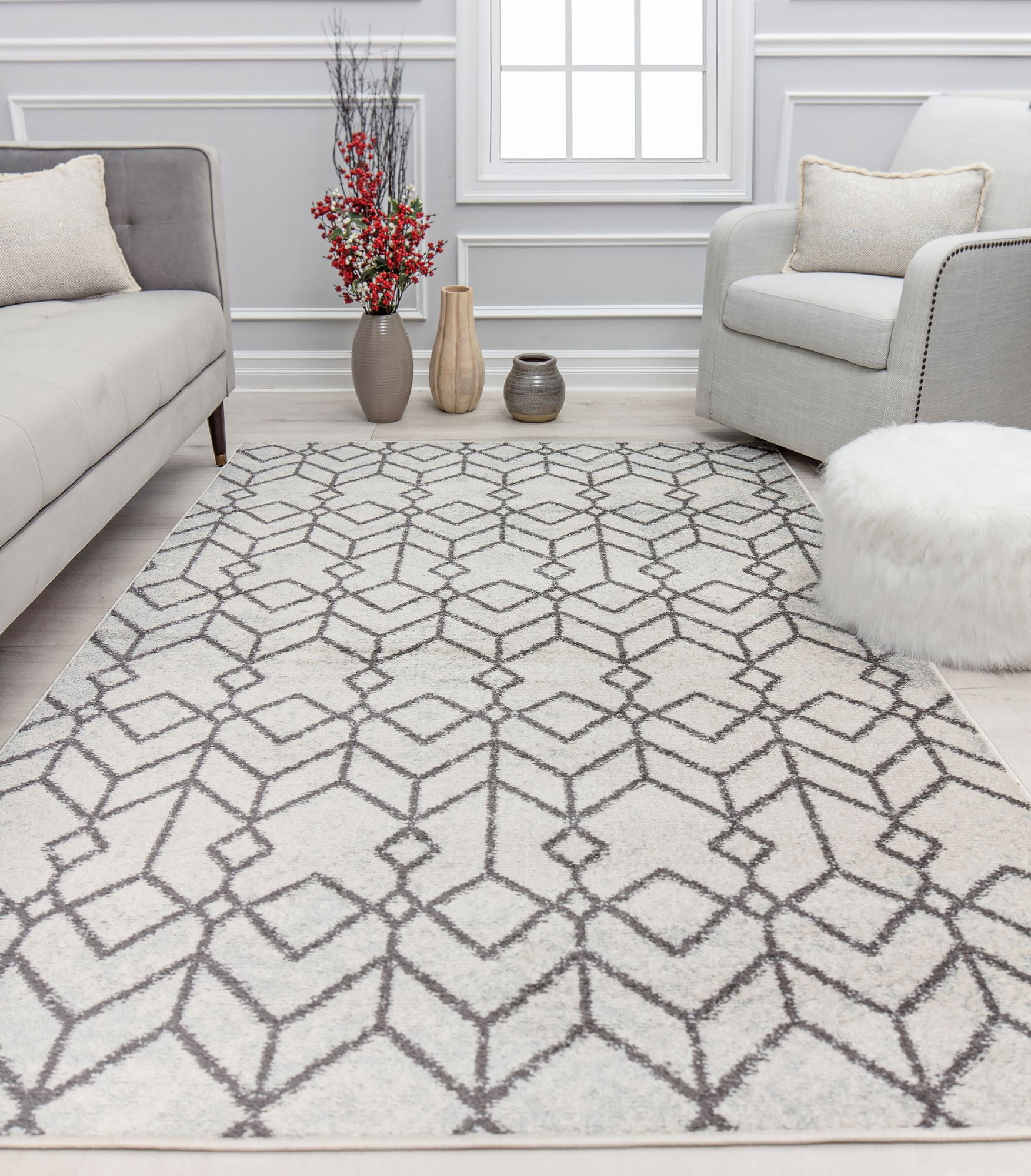 Mason Brooks Ryder KN30B Candle White Moroccan Tribal White Area Rug, 8'3"X10'0"