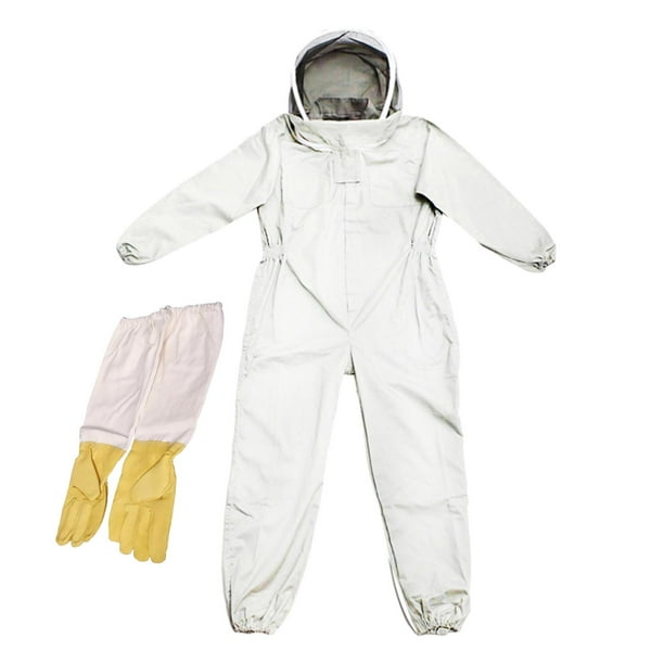 Traje de protección de apicultura con guantes Mono Traje de apicultor Protector Guantes de lona XL
