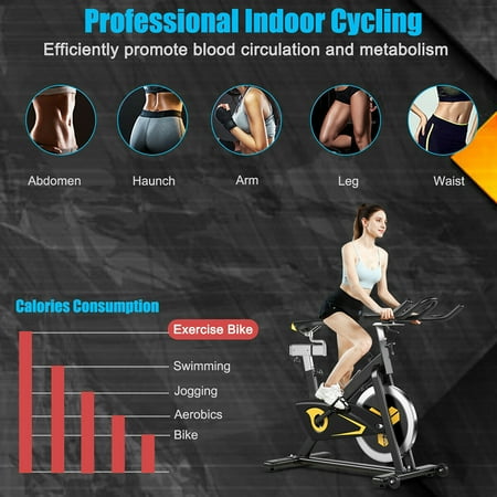 Costway - Magnetic Exercise Bike Stationary Belt Drive - Black