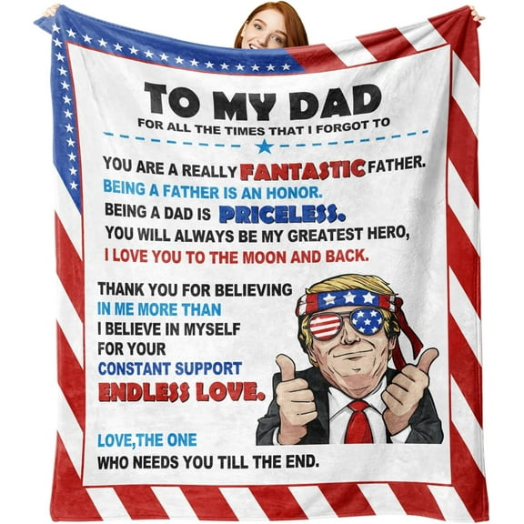 to My Dad from Daughter Son Flannel Blanket, Fantastic Humorous Throw Blanket Fathers Day Birthday for Papa Daddy, Funny America Soft Blanket for Bedding Sofa 50 x 60 Inch