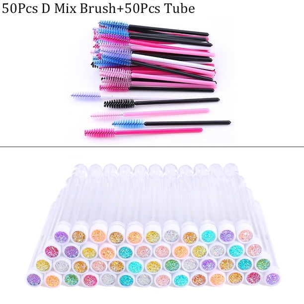 Tubo de cepillo de cejas reutilizable, cepillo de pestañas desechable, cepillo de cejas reemplazable, a prueba de polvo, cepillo de maquillaje de diamante roto brillante Tan Jianjun unisex