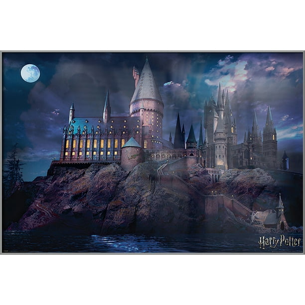 Harry Potter Framed Movie Poster (Hogwarts By Night) (Size 37" X 25