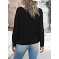 thumbnail image 5 of SHEWIN Womens Cable Knitted Sweater Crewneck Hollow Out Fall Pullovers Long Sleeve Jumper Tops Petite, 5 of 6