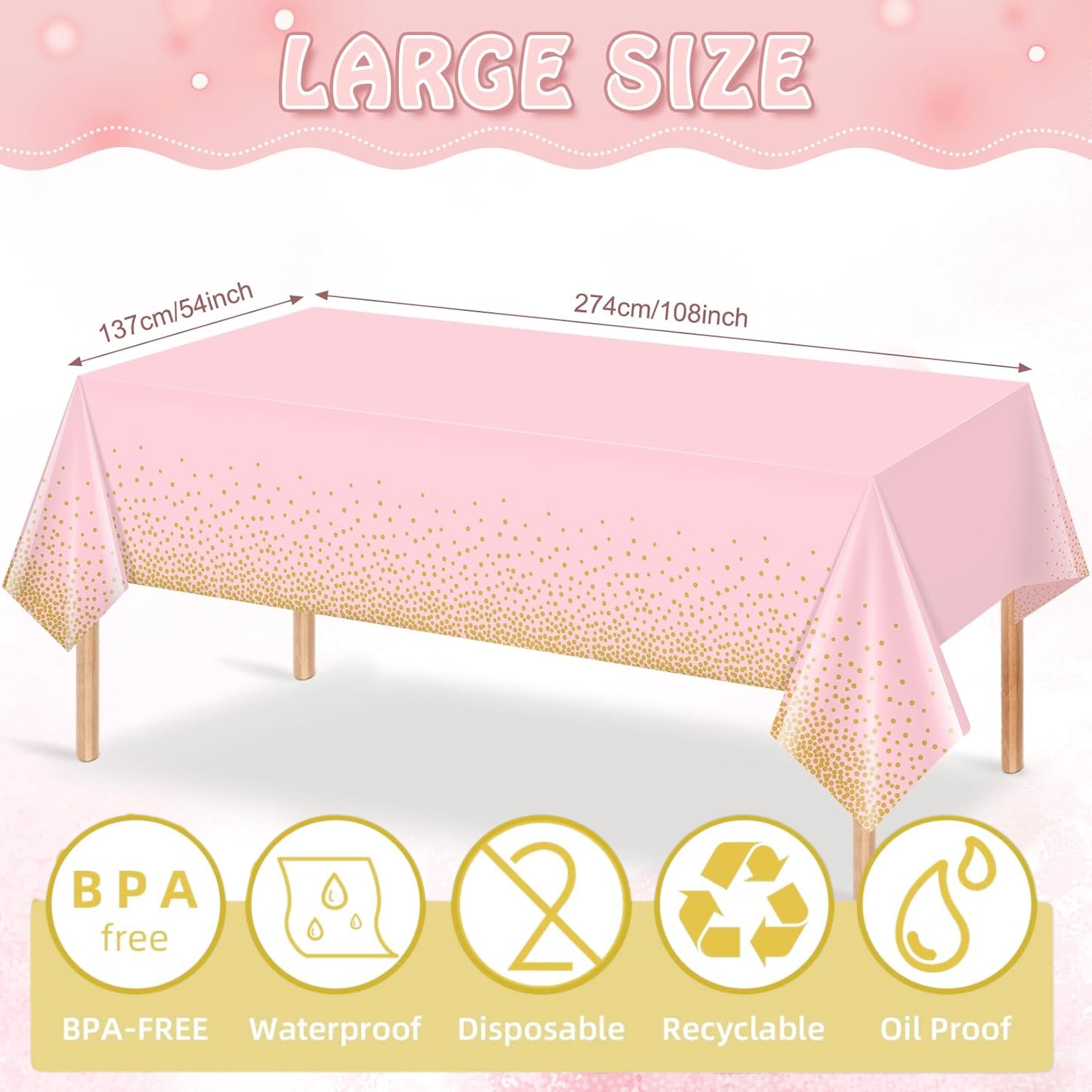 Happy Greetings Pink & Gold Party Supplies Set for 20, 141-Piece photo 3