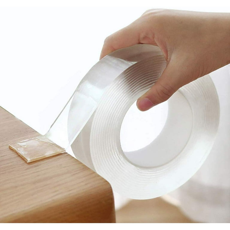 GreenFix Double Sided Tape Heavy Duty - Clear Adhesive Mounting Tape -  Washable Removable Rug Tape - Nano Transparent