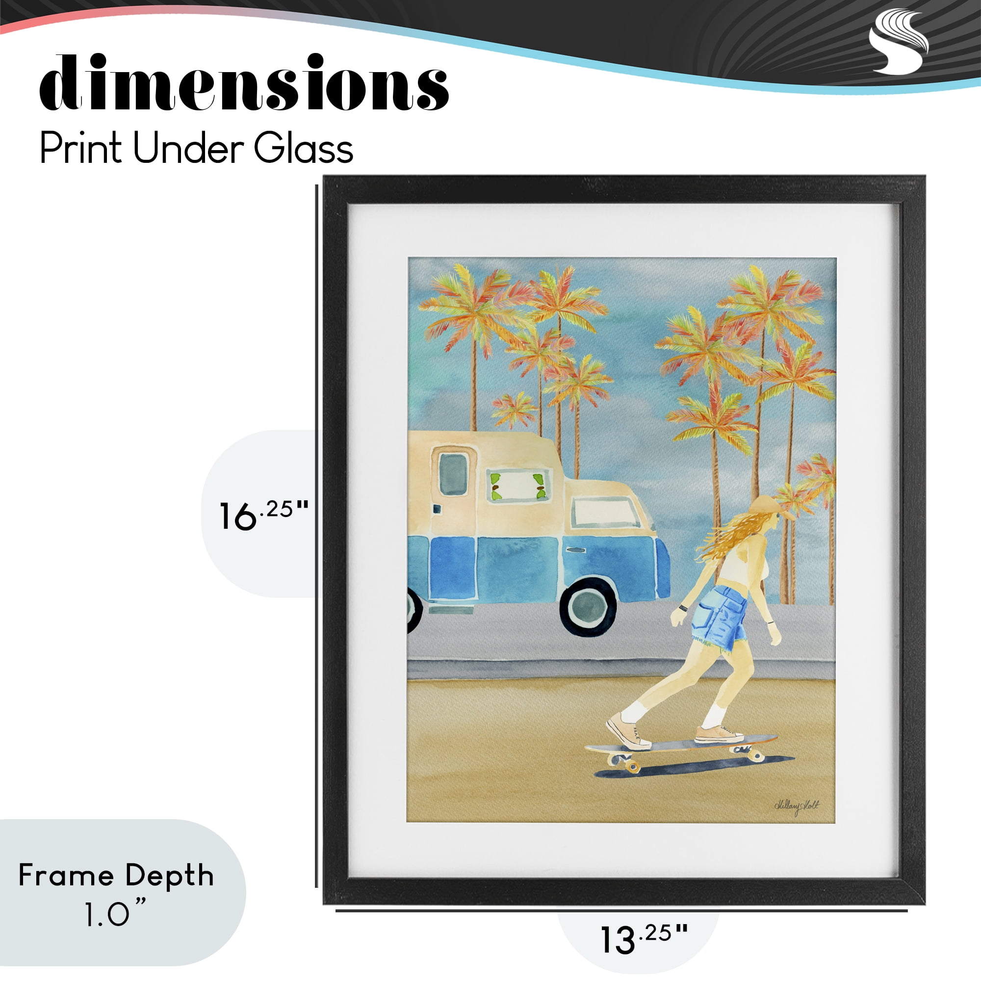 Stupell Industries Santa Monica Road Trip Black Framed Print Under Glass, design by Hillary Holt