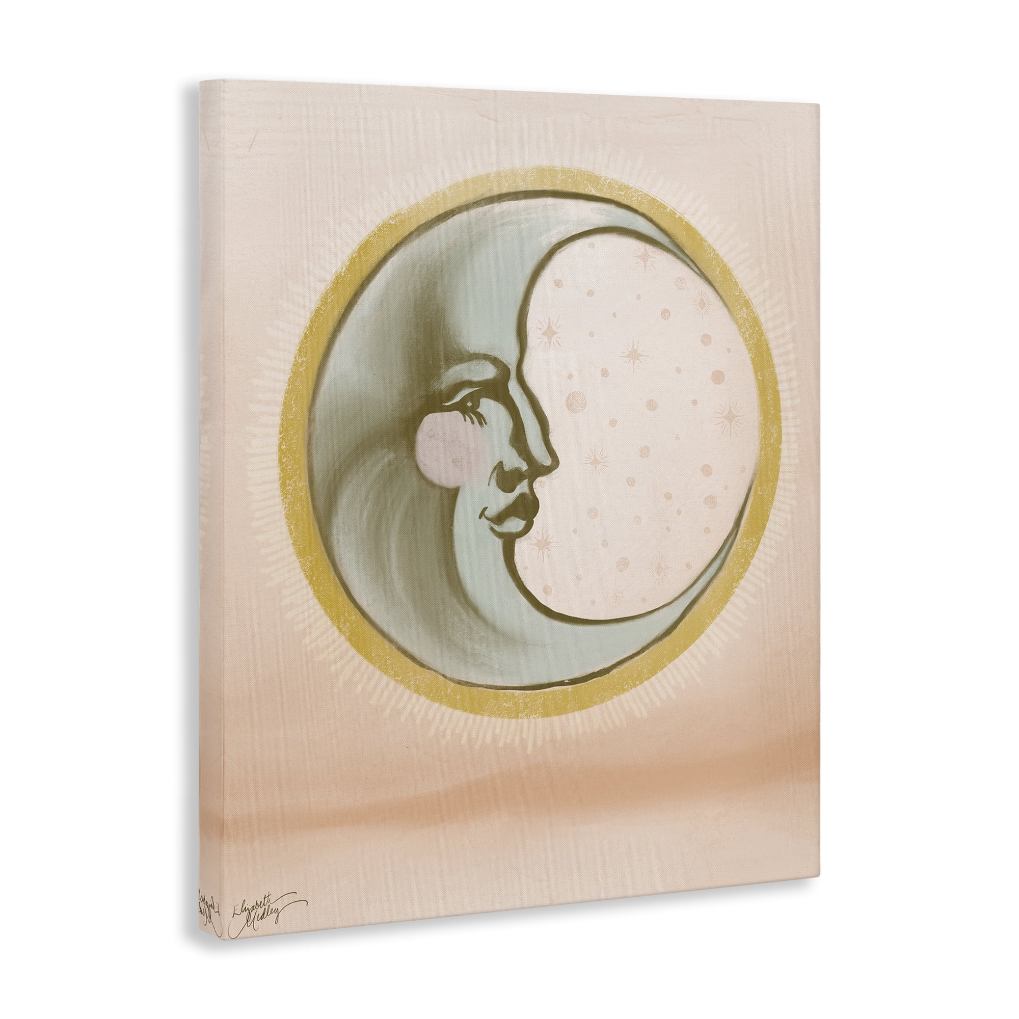Stupell Industries Moon Face in Circle Astrology & Stars Painting Wrapped Canvas Art Print Wall Art, 36 x 48