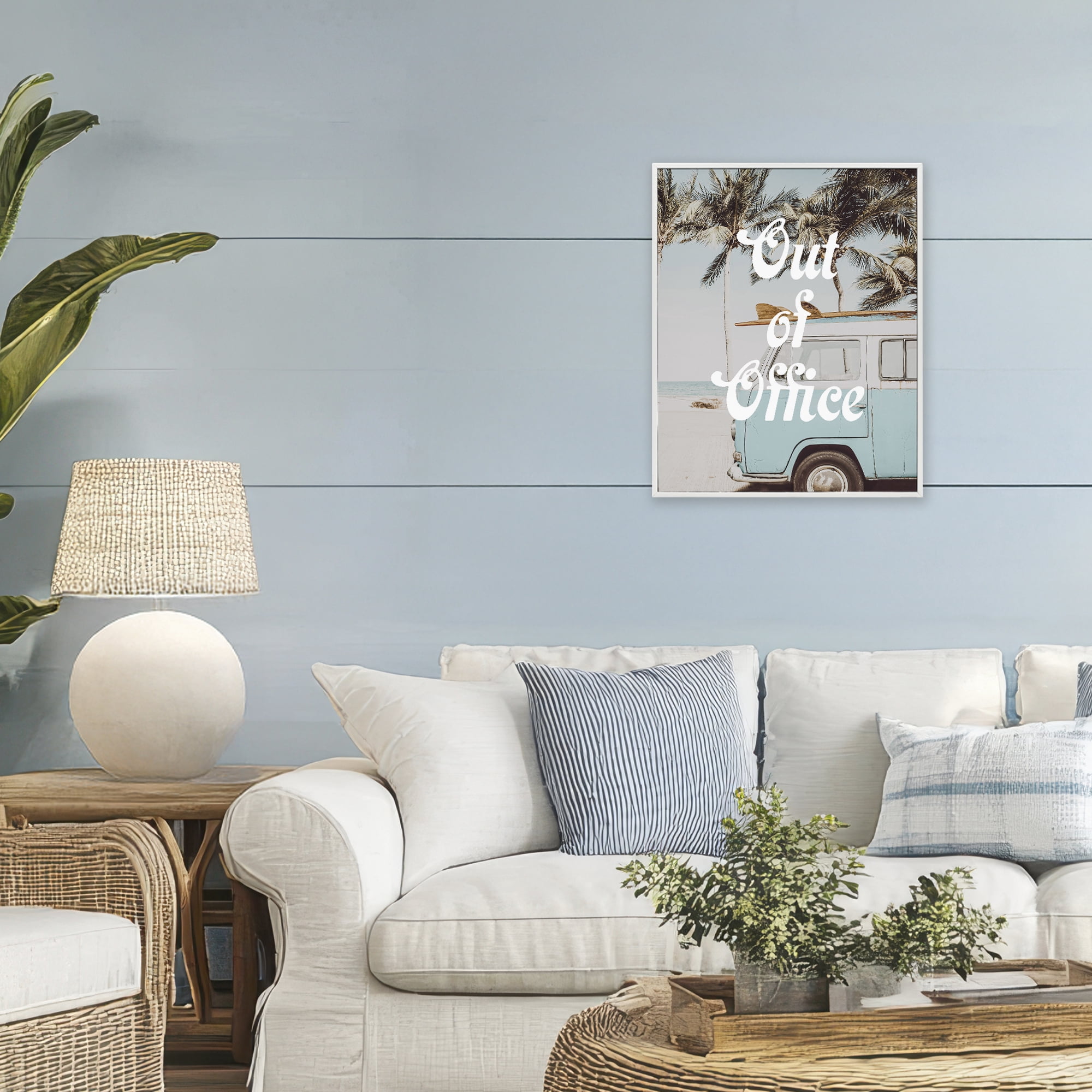 Stupell Industries Retro Out Of Office Beach White Framed Giclee Art, design by Lil' Rue
