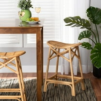 Baxton Studio Elgon Modern Bohemian Natural Brown Rattan Counter Stool