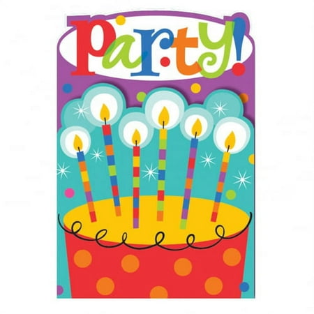 Various Dots and Stripes Printed Invitations, Multicolor, 8ct