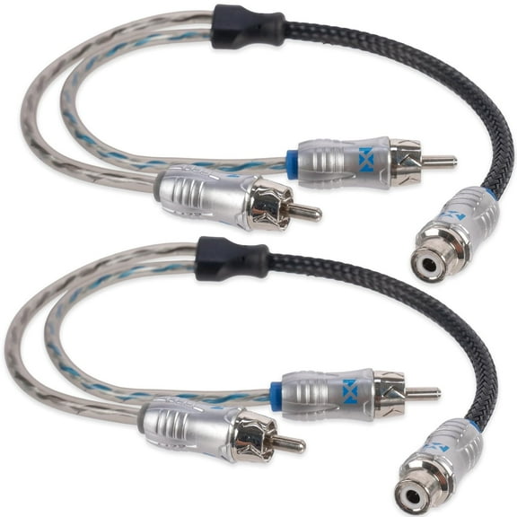 NVX XIX2M 1 Female to 2 Male Y-Adapter Double Twisted Pair Car Audio RCA Audio Cable OFC