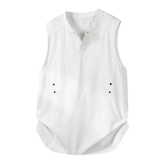 OSOLU Men's Tank Tops Summer Sleeveless Solid Color Loose Fit Crew Neck Athletic Breathable Lightweight Tops Travel Elegant Vest