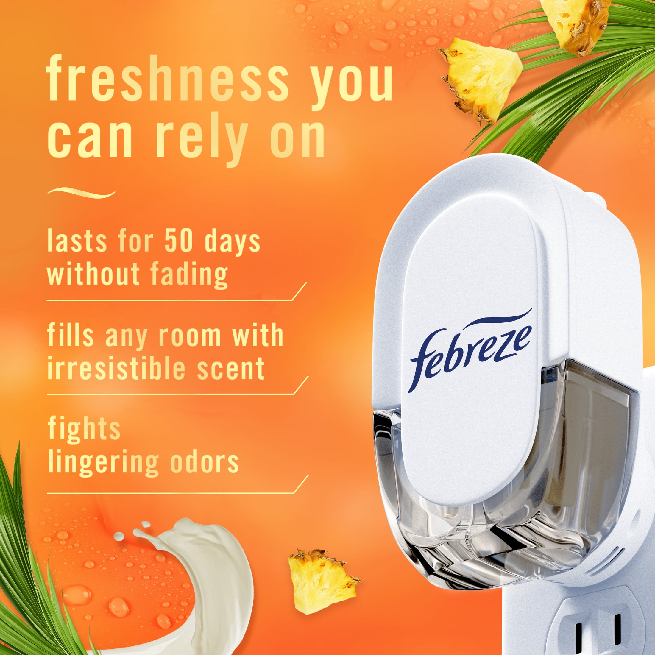 (6 pack) Febreze Plug In Air Freshener, Odor-Fighting Scented Oil Refill, Tropical Blend Scent, 2 Refill