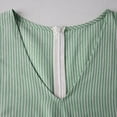 thumbnail image 4 of Staron Summer Dresses for Women Linen Striped V Neck Short Sleeve Loose Casual Vintage Fashion Solid Color Party Beach Travel Dress, Green S, 4 of 6