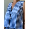 thumbnail image 4 of Raccmtaty Women's Plaid Print Tank Tops Double Front Tie Closure V-Neck Summer Sleeveless Vest, 4 of 5