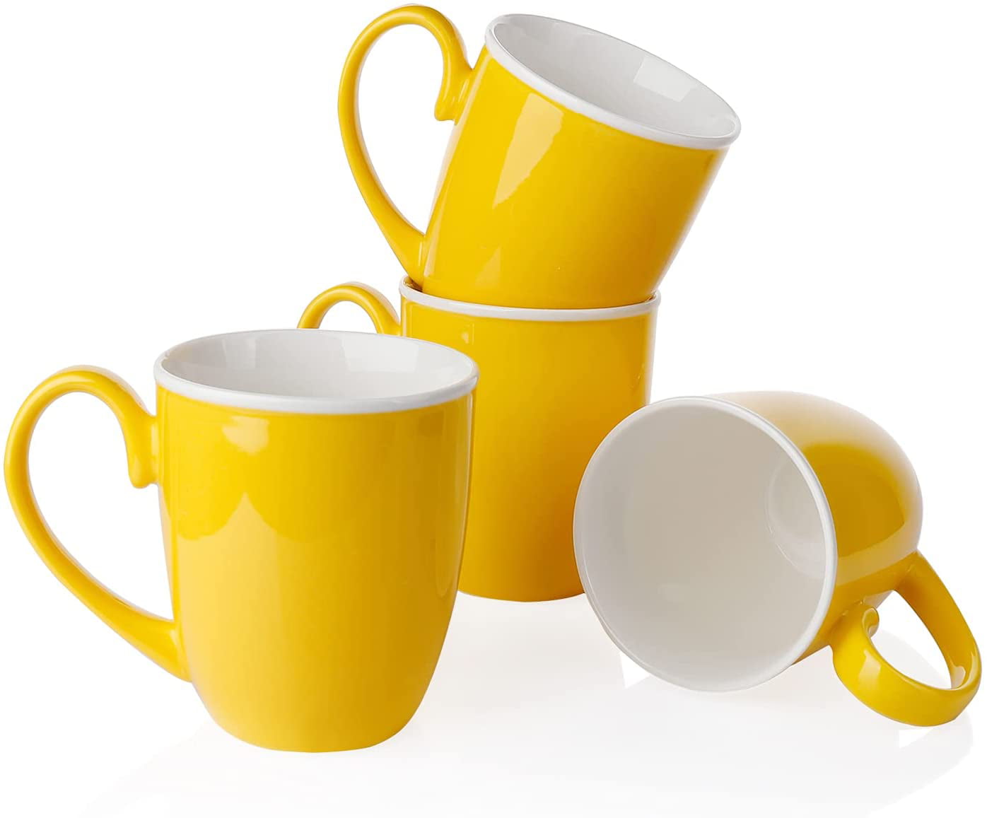 Cappuccino Cocoa Sweese 617.405 Porcelain Mugs Set of 4 Coffee Latte Yellow 18 Ounce Large Coffee Mug for Tea