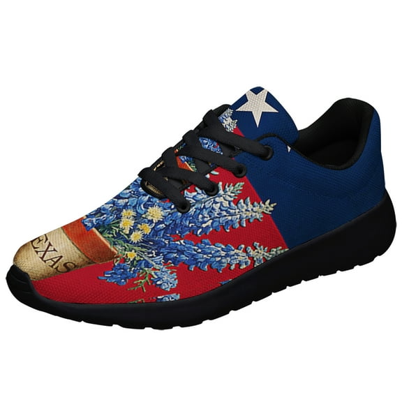 Texas Stte Bluebonnet Flower Shoes Sneakers Black Size 3.5