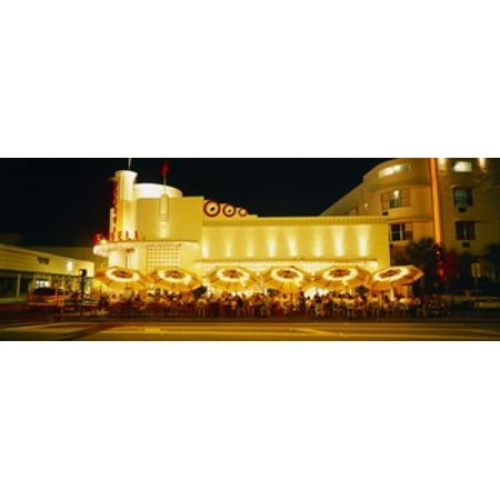 Restaurant lit up at night Miami Florida USA Poster (Best Greek Restaurant In Miami)