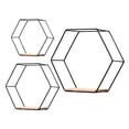 thumbnail image 2 of 3 estantes flotantes hexagonales de metal para exhibición de hierro, soporte multifunción, organizador de para decoración para hogar, cocina, Negro Macarena estantería de pared, 2 of 8