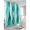 thumbnail image 3 of Teal Ripple Shower Curtain, Abstract Gradient Watercolor Modern Waterproof Shower Curtain Set with 12 Hooks Lightweight Washable Fabric Shower Curtains for Bathroom 48x72 Inches, 3 of 6