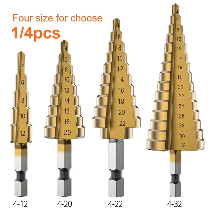 3pc HSS Spiral Step Cone Drill Bit Titanium Nitride Coated Hole Cutter Tool New 