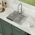 thumbnail image 2 of Logmey Stainless Steel Drop In Kitchen Sink 25x22 Inch Topmount Brushed Nickel Kitchen Sink Bar Sink, 2 of 9
